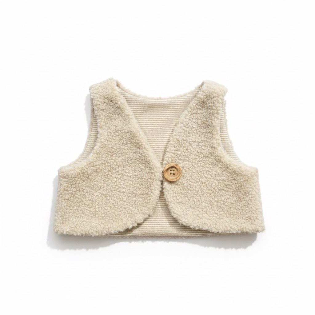 Teddy Gilet Uni met knoop